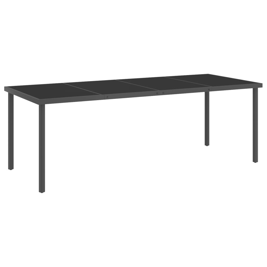 vidaXL Mesa de jantar para exterior 220x90x75 cm aço e vidro antracite